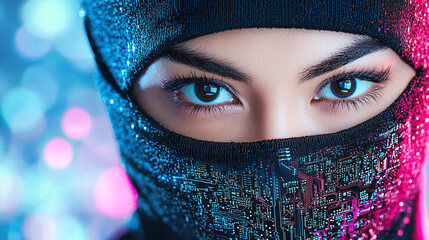 Cybernetic Enigma Gaze Digital Ninja Innovation Techwear Security Future Eyes Futuristic Identity