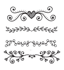 Set Hand drawn wedding album ornaments