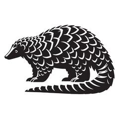 Precision-balanced pangolin silhouette vector ideal for symbol sets and sprite sheets – pangolin silhouette – pangolin vector – pangolin illustration – silhouette of pangolin

