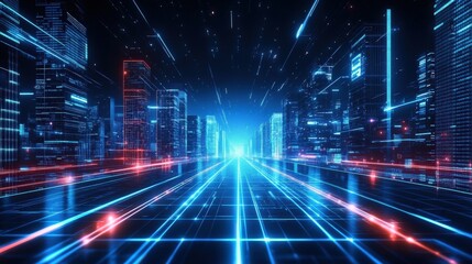 Fototapeta premium Future City Digital Road