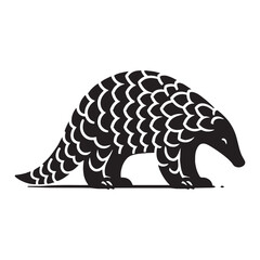 Simplified contour pangolin silhouette vector built for flat-design libraries – pangolin silhouette – pangolin vector – pangolin illustration – silhouette of pangolin

