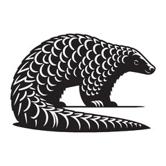 Compact pangolin silhouette vector ideal for micro UI elements and iconography – pangolin silhouette – pangolin vector – pangolin illustration – silhouette of pangolin

