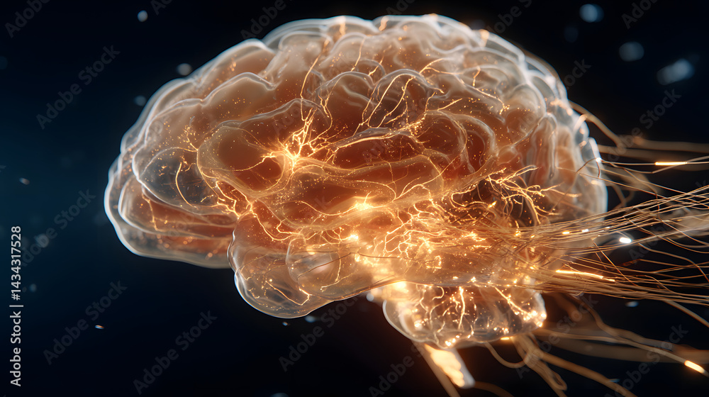 Poster brain's intricate structure: the human brain, illuminated with intricate detail, showcasing the comp