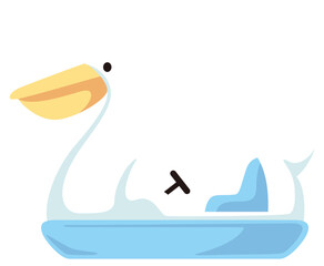 可愛らしいペリカンモチーフのスワンボートのベクターイラスト(Cute pelican boat vector illustration – pelican theme)