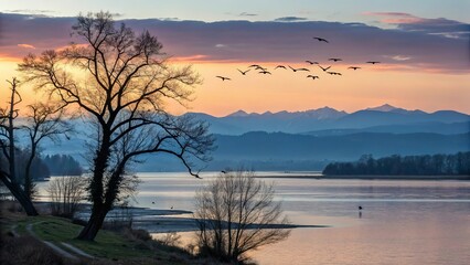 Breathtaking Sunset Over Lake