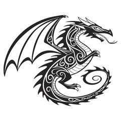 Fantasy Black Dragon Art for Tattoos
