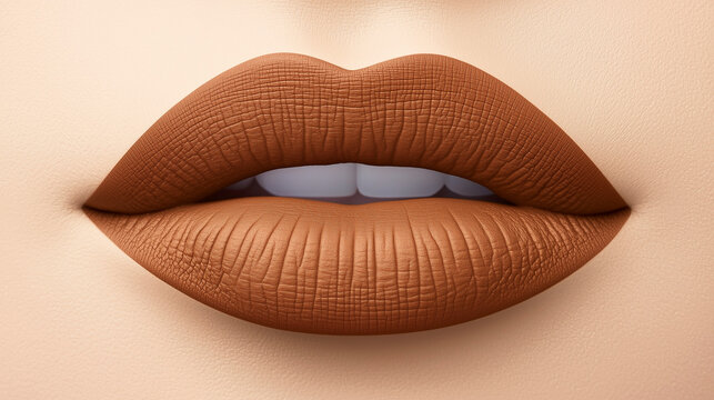 Close-up of lips with matte lipstick and soft diffused lighting