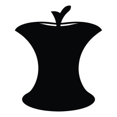 A black apple core showing food waste and a simple iconic design