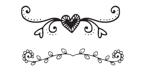Set Hand drawn wedding album ornaments