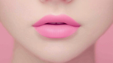 Obraz premium Close-up of lips with matte lipstick and soft diffused lighting