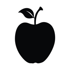 Simple and minimalist design of an apple fruit in black silhouette