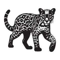 Balanced ocelot silhouette vector designed for cohesive menu and navigation assets – ocelot silhouette – ocelot vector – ocelot illustration – silhouette of ocelot

