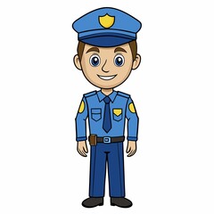 Police Officer Character Vector Illustration on White Background