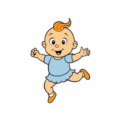 Beautiful Baby Jumping Vector Illustration on White Background