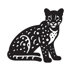 Sleek minimalist ocelot silhouette vector tailored for digital interface assets – ocelot silhouette – ocelot vector – ocelot illustration – silhouette of ocelot

