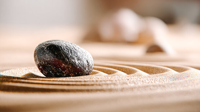 Galet sur le sable dans jardin zen