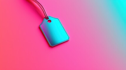 Fototapeta premium A colorful and modern price tag on a vibrant gradient background, showcasing a blend of teal and pink hues.