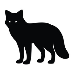 Silhouette of a fox with glowing eyes standing alert and watchful