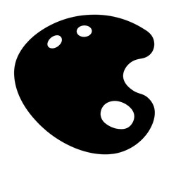 Minimalist black and white illustration of an artist's palette with circular wells