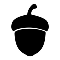 Simple black vector illustration of an acorn on a white background