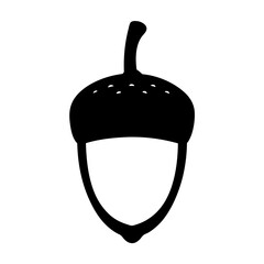 Silhouette of an acorn with a detailed cap and minimalist bottom