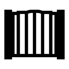 Black and white image of a baby gate or pet gate silhouette