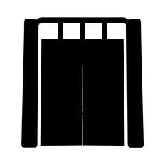 Minimalist Noren Curtain Illustration with Three Vertical Sections in Black and White
