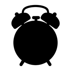 Silhouette illustration of a classic alarm clock with bells on top