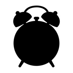 Simple black silhouette of an old fashioned alarm clock design icon