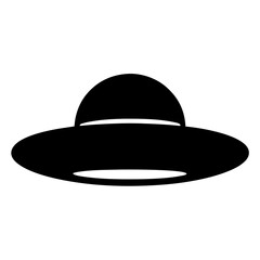 A solid black simple silhouette of an unidentified flying object UFO