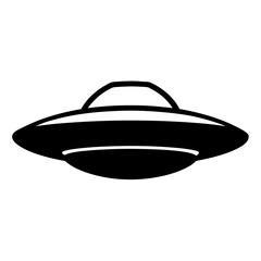 Classic Unidentified Flying Object UFO Silhouette Isolated on White Background Simple Design