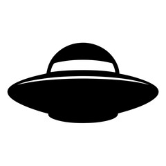 Black and White Silhouette of a Flying Saucer or Unidentified Flying Object