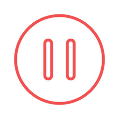 赤い一時停止ボタンのアイコン - シンプルでスタイリッシュなポーズマークのUI素材