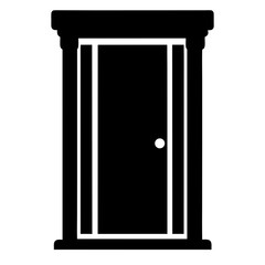 Solid black door with classical frame and knob in a minimalistic design