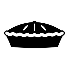 Delicious pie silhouette image isolated on white for easy integration and design