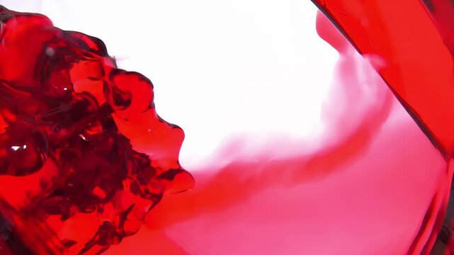 Slow motion Red grape Juice pours into a glass forming a beautiful wave. High quality 4k footage