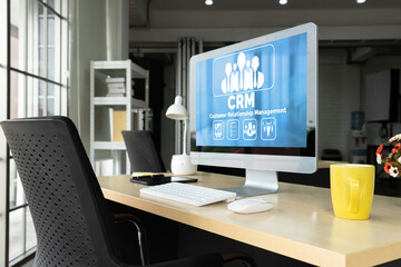 Customer relationship management system on modish computer for CRM business and enterprise