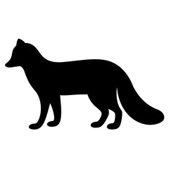 Silhouette of a fox standing with a bushy tail and pointed nose