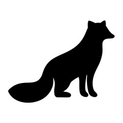 Elegant black silhouette illustration of a fox sitting calmly looking ahead