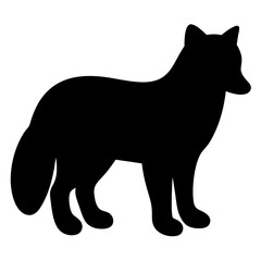 Silhouette of a standing fox, a wild canine of the forest