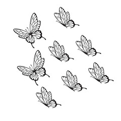 seamless pattern with butterflies, Monarch butterfly silhouettes collection. 