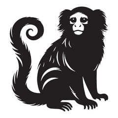 Ultra-clean marmoset silhouette vector engineered for high-resolution print and web – marmoset silhouette – marmoset vector – marmoset illustration – silhouette of marmoset

