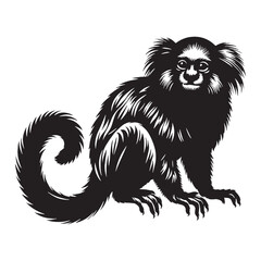 Simplified contour marmoset silhouette vector built for flat-design libraries – marmoset silhouette – marmoset vector – marmoset illustration – silhouette of marmoset

