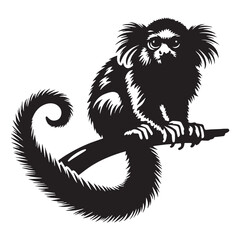 Compact marmoset silhouette vector ideal for micro UI elements – marmoset silhouette – marmoset vector – marmoset illustration – silhouette of marmoset

