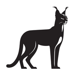 Sharp-edge caracal silhouette vector ready for modern brand assets and marketing collateral – caracal silhouette – caracal vector – caracal illustration – silhouette of caracal

