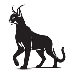 Precision-crafted caracal silhouette vector optimized for scalable branding and logo design – caracal silhouette – caracal vector – caracal illustration – silhouette of caracal

