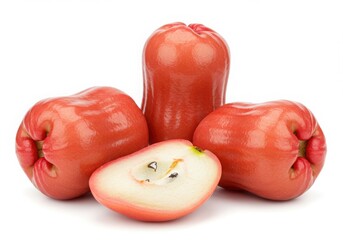 Rose apples and slice isolated on white background