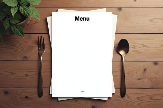 Minimalist Menu Template on Wooden Tabletop for Custom Design