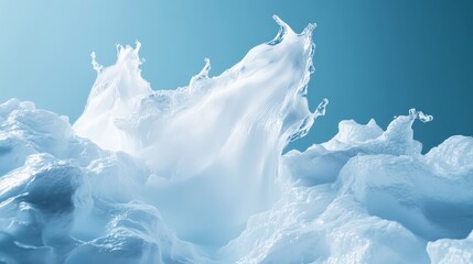 Naklejka premium Whipped cream splash, blue background, food texture, culinary art