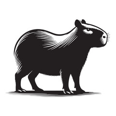 Simplified contour capybara silhouette vector built for flat-design libraries and icon packs – capybara silhouette – capybara vector – capybara illustration – silhouette of capybara

